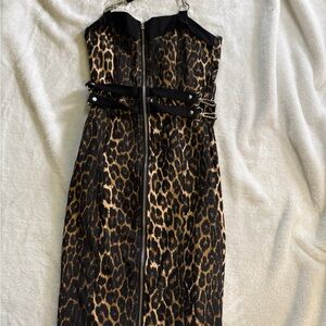 Leopard Print Strapless Dress
